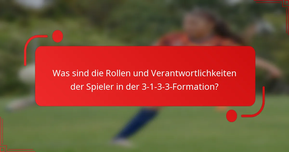 Was sind die Rollen und Verantwortlichkeiten der Spieler in der 3-1-3-3-Formation?