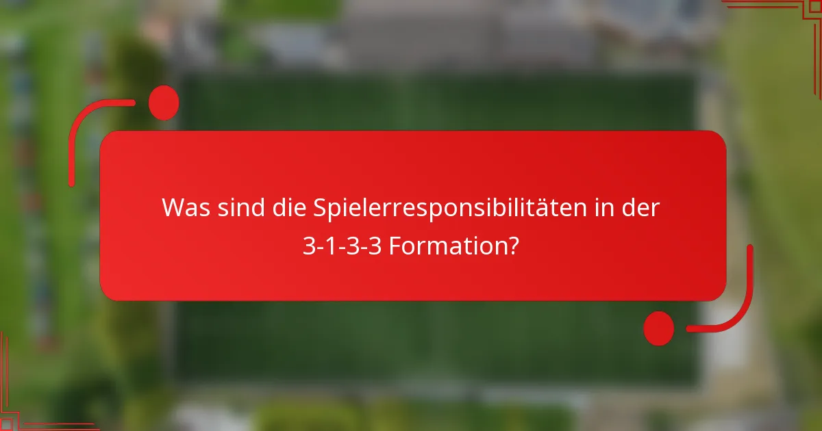 Was sind die Spielerresponsibilitäten in der 3-1-3-3 Formation?