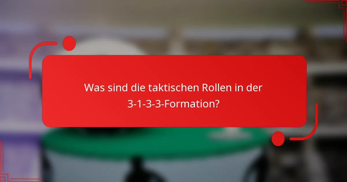 Was sind die taktischen Rollen in der 3-1-3-3-Formation?
